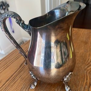Vintage Silverplate Beverage Pitcher with ice guard